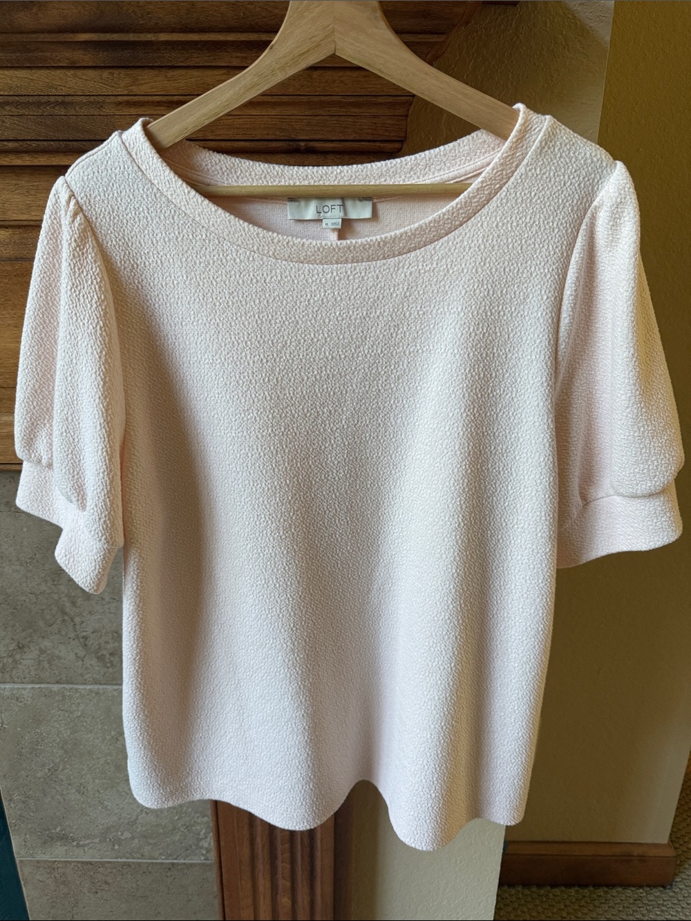 LOFT Pale Pink Short Sleeve Textured Tee